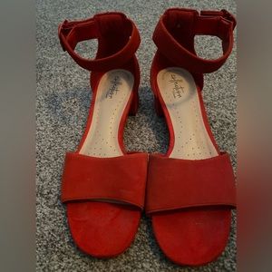 Collection by Clarke red heeled shoes.   Size 8.5